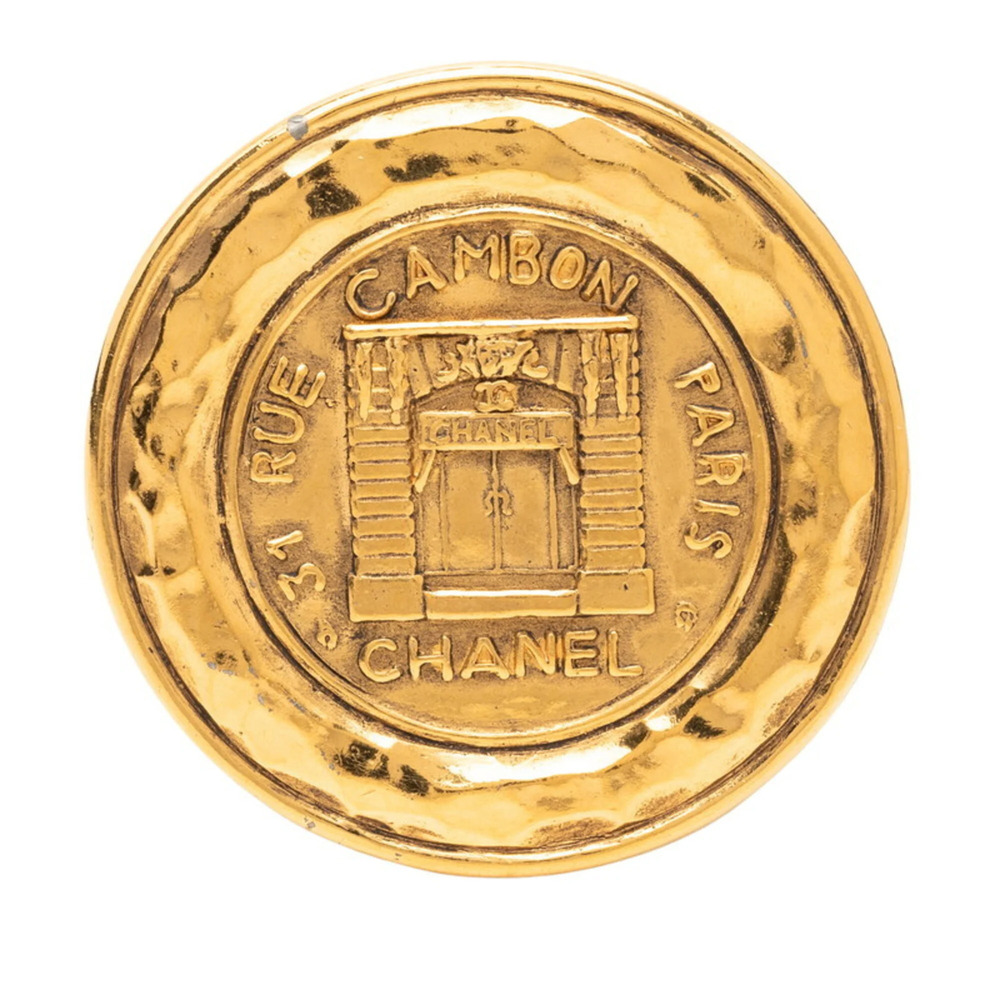 Chanel 31 RUE CAMBON Cambon Round Brooch Gold Plated GP Women's CHANEL